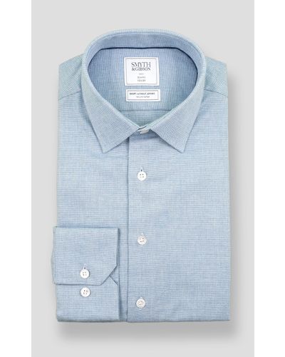 S.W.E. Textured Brushed Cotton Shirt in Blue